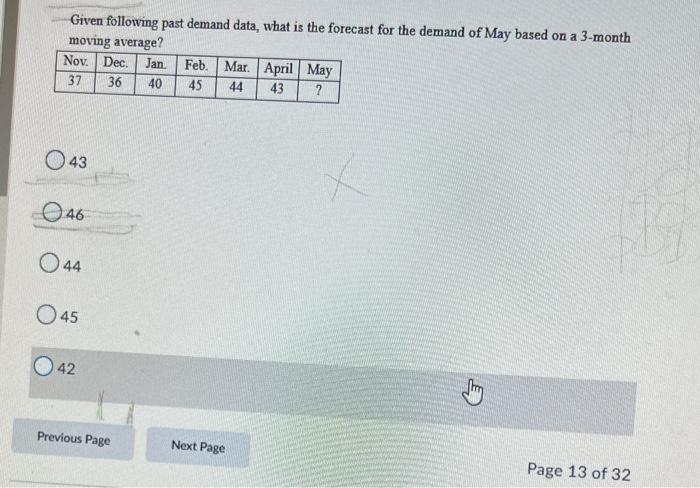 Given following past demand data, what is the
