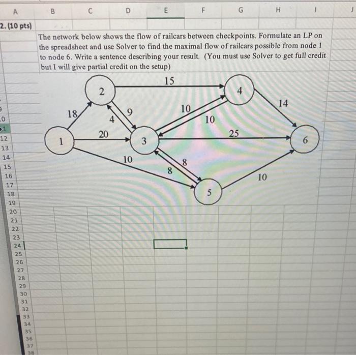 work in excel is preferred, thank you The network