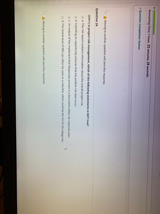 Remaining Time: 1 hour, 22 minutes, 28 seconds.