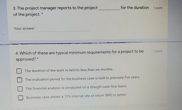 for the duration 1 point 3. The project manager