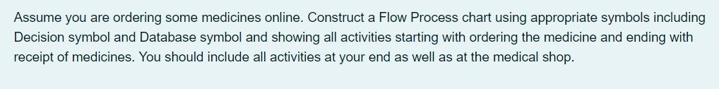 Assume you are ordering some medicines online.
