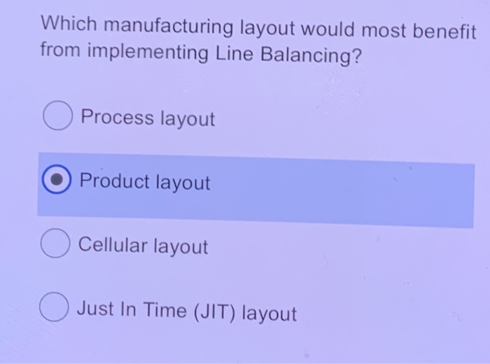 Which manufacturing layout would most benefit