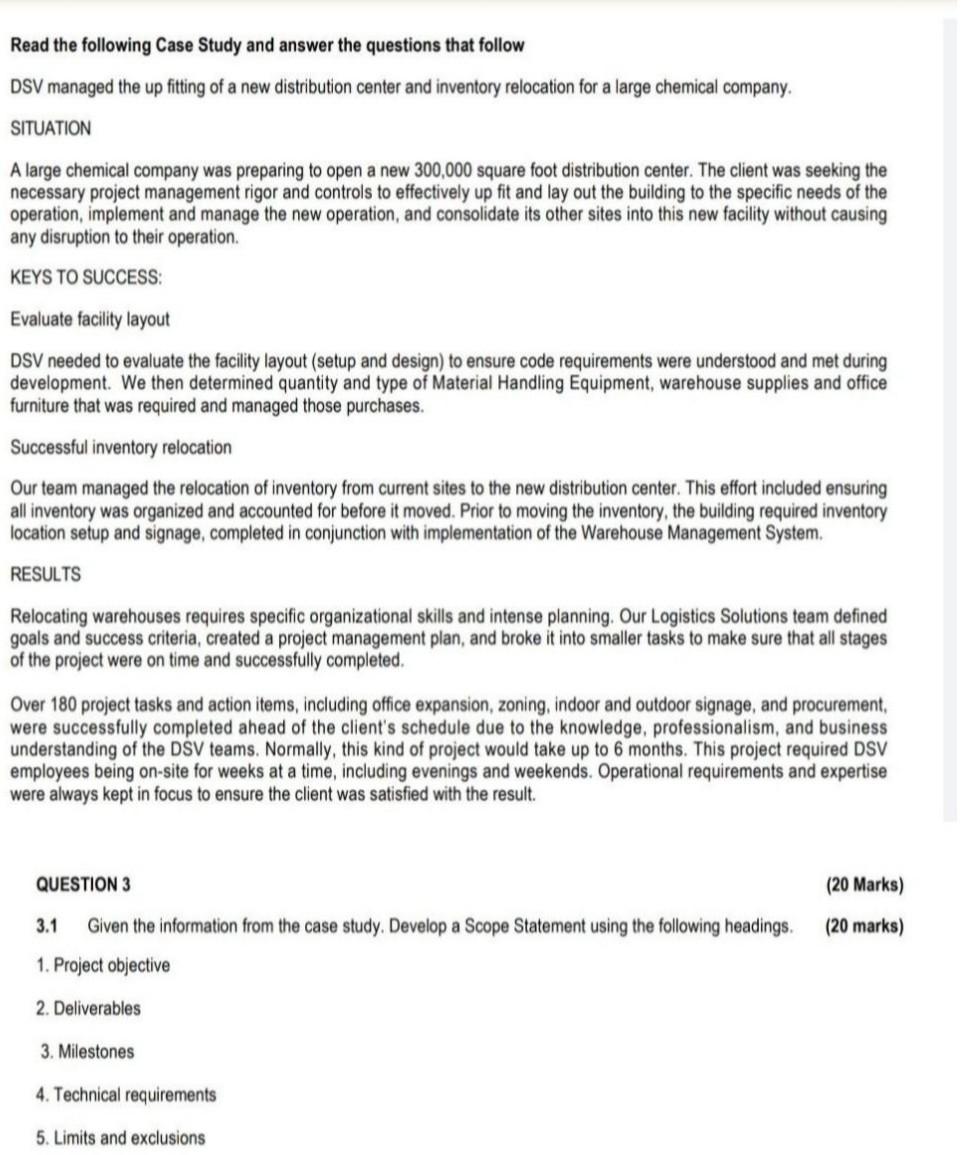 Read the following Case Study and answer the