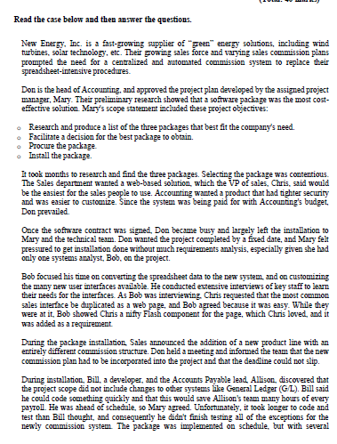 Read the case below and then answer the