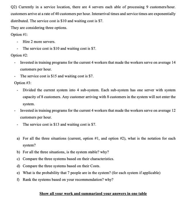 excel solving (2) Currently in a service