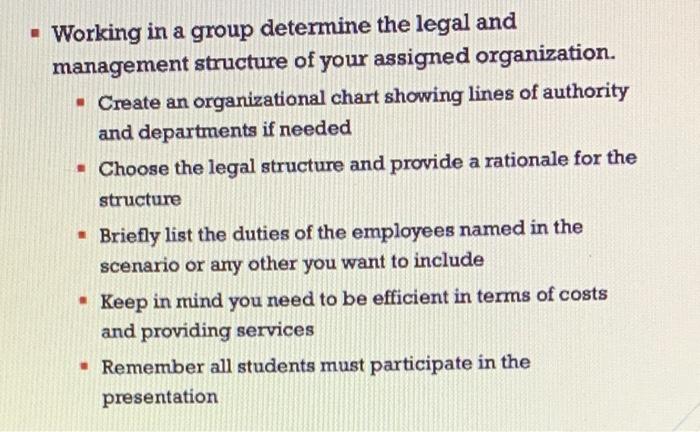 Group 1 - You are starting a food service company