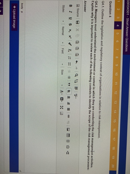 SBRSK501 - Short Answer Questions 1 2 3 4 5 6 8