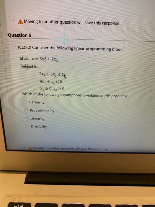 Moving to another question will save this