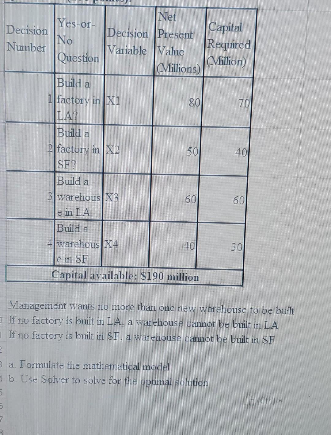 70 Net Yes-or- Capital Decision Decision Present