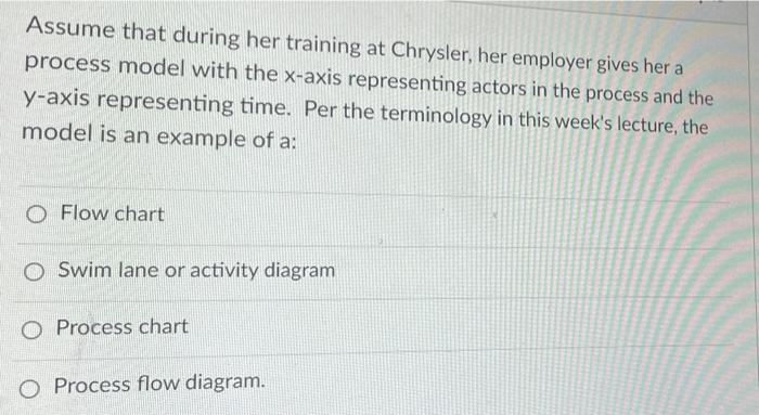 Assume that during her training at Chrysler, her