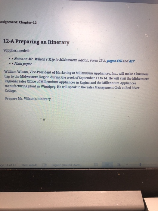 Assignment: Chapter 12 12-A Preparing an