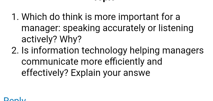 1. Which do think is more important for a