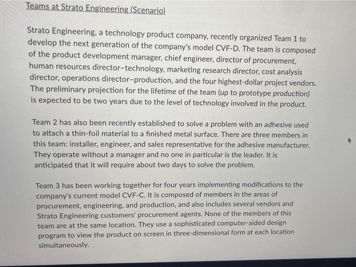 Teams at Strato Engineering (Scenario) Strato