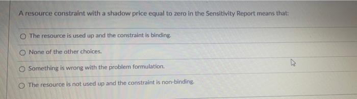 A resource constraint with a shadow price equal