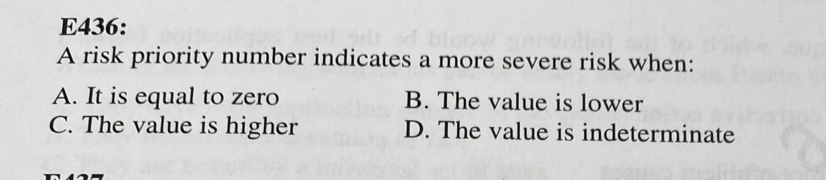 E436: A risk priority number indicates a more