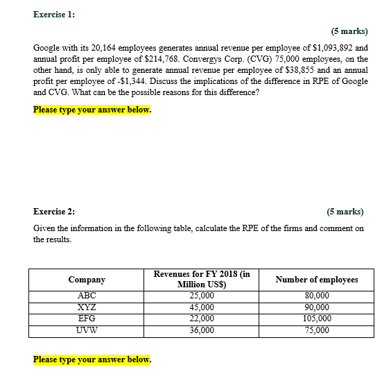 Exercise 1: (5 marks) Google with its 20,164