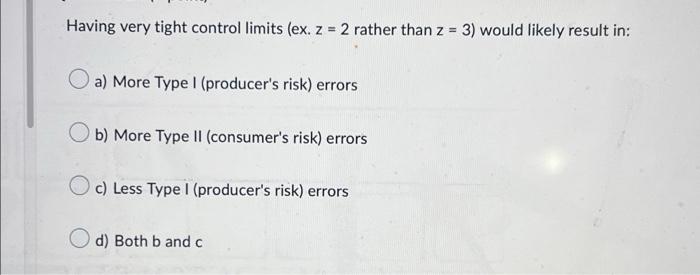 Having very tight control limits (ex. z = 2
