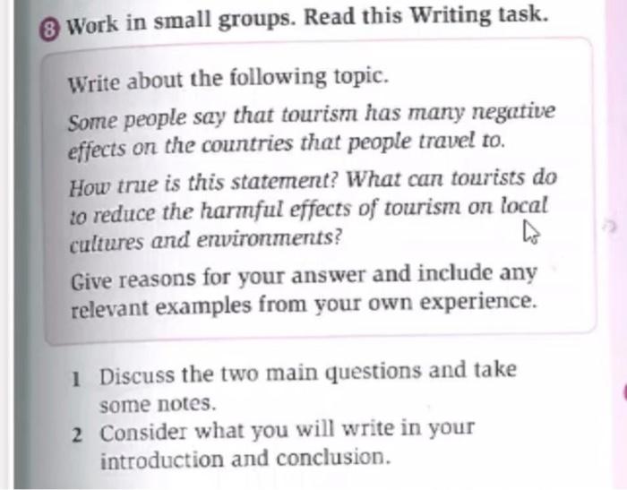Work in small groups. Read this Writing task.