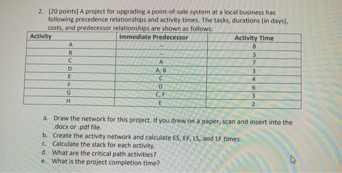 I need the anwers made at the computer 2. [20