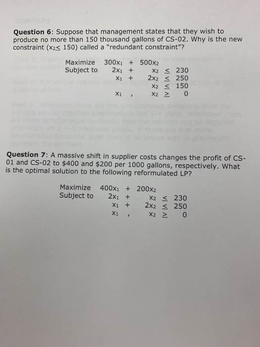 Question 6: Suppose that management states that