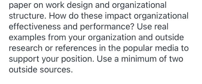 paper on work design and organizational