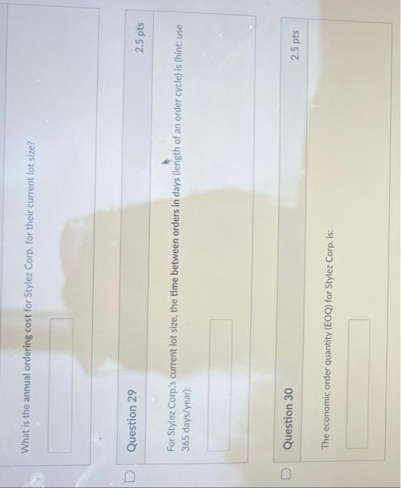 2.5 pts For the next eight questions, use the