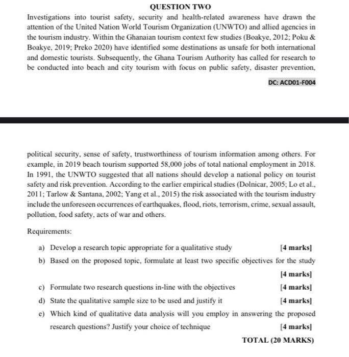 QUESTION ONE The effects and opportunities of the