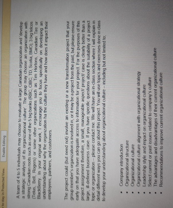 subject -organizational behaviour project