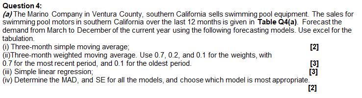Question 4: (a) The Marino Company in Ventura