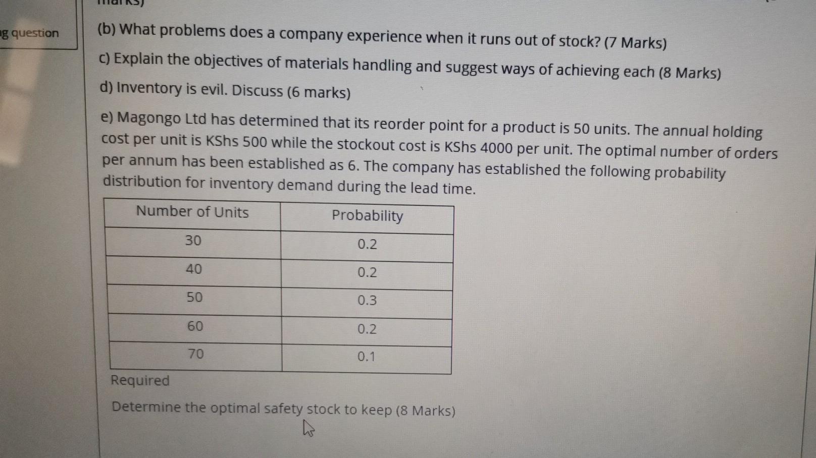 g question (b) What problems does a company
