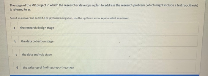 The stage of the MR project in which the