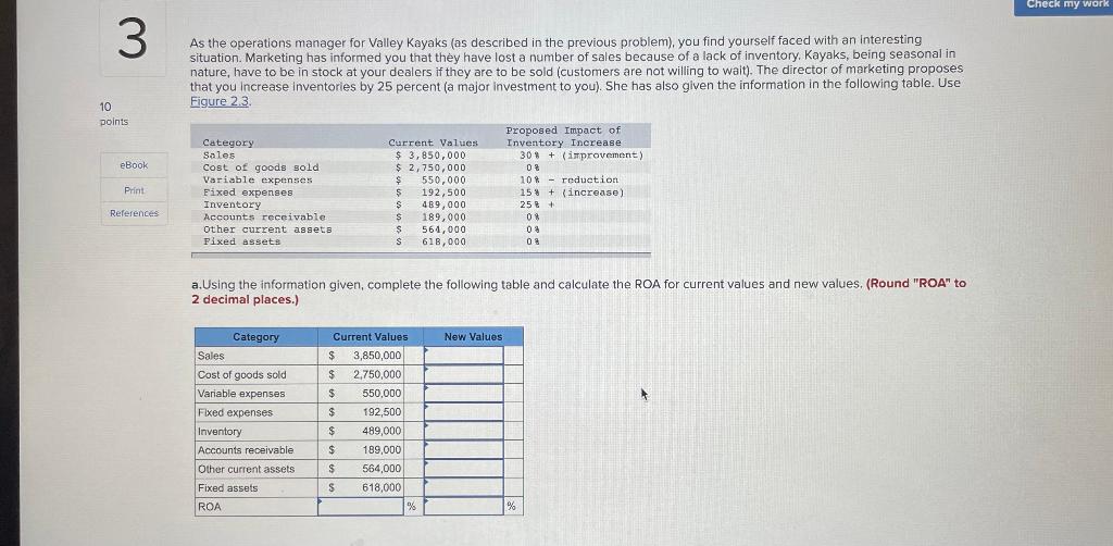 Check my work 3 As the operations manager for