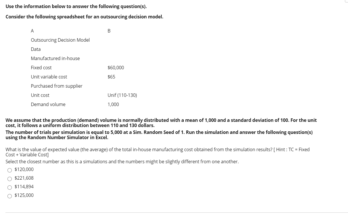 Use the information below to answer the following