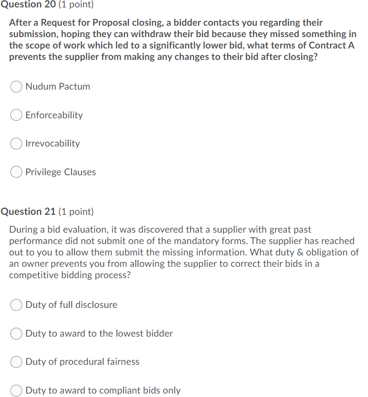 Question 20 (1 point) After a Request for