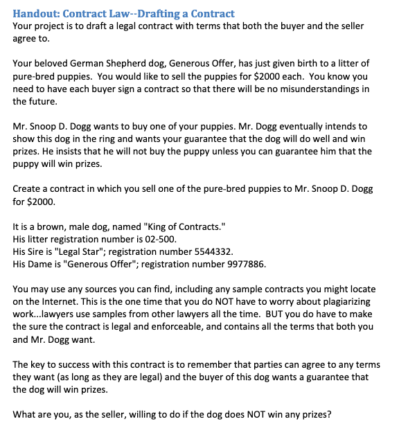 Handout: Contract Law--Drafting a Contract Your