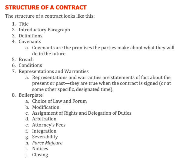 Handout: Contract Law--Drafting a Contract Your