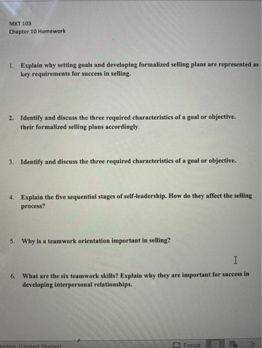 MKT 103 Chapter 10 Homework 1. Explain why