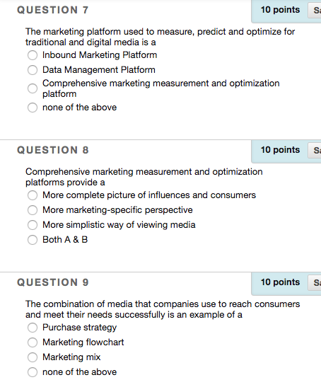 QUESTION 1 10 points Save Which statement does