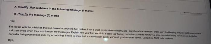 A. Identify five problems in the following