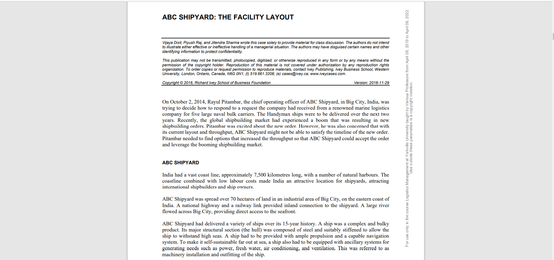 If the following layout is suggested for ABC,