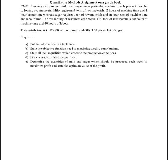 Quantitative Methods Assignment on a graph book