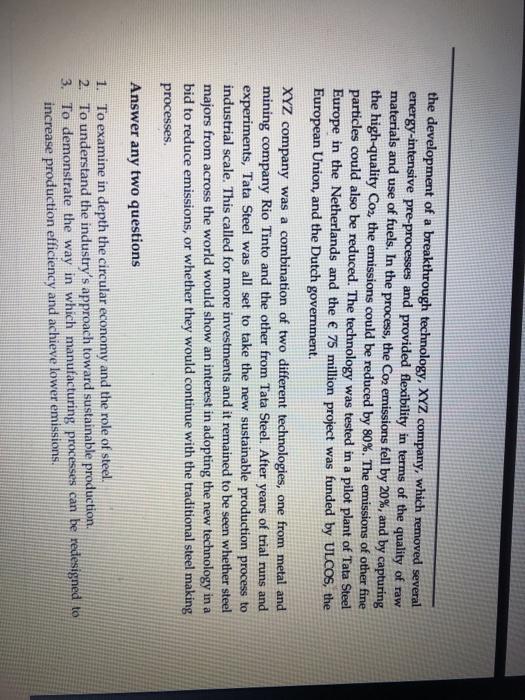 Developing a Sustainable Steel Production Process