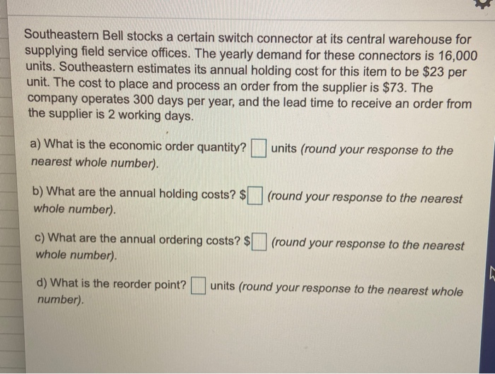 Southeastern Bell stocks a certain switch