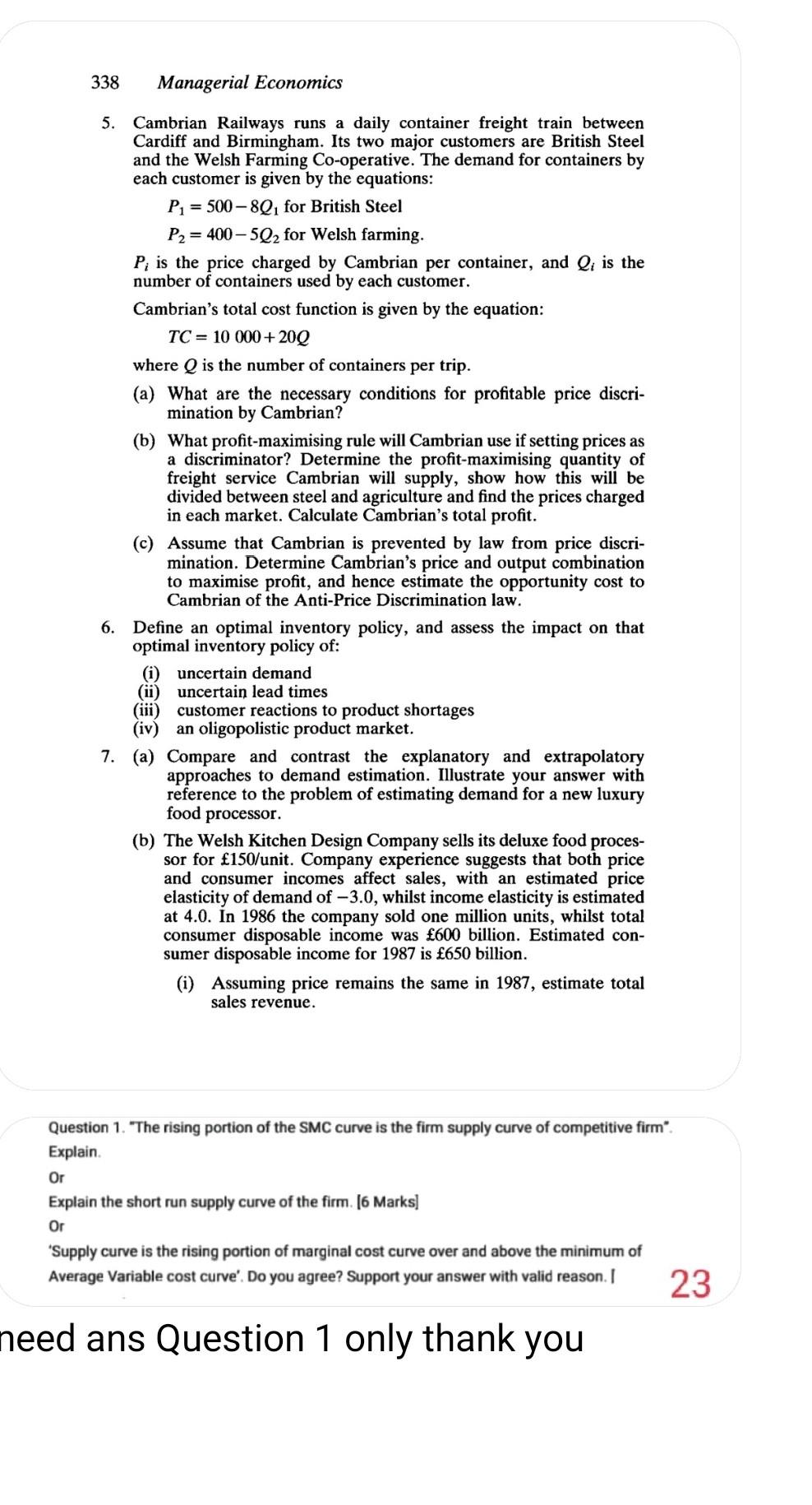 njo 338 Managerial Economics 5. Cambrian Railways