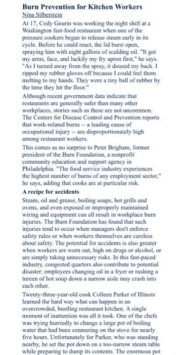 please give me the answer now Burn Prevention for