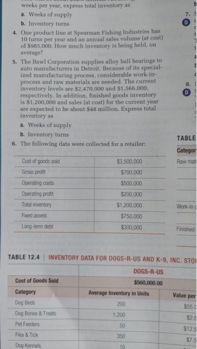 7. D weeks per year, express total inventory as