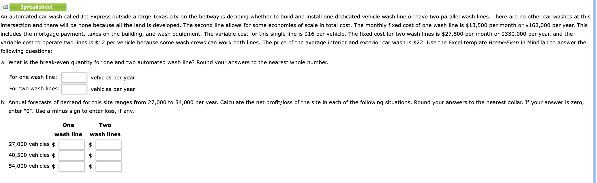ollowing questions: What is the break-even