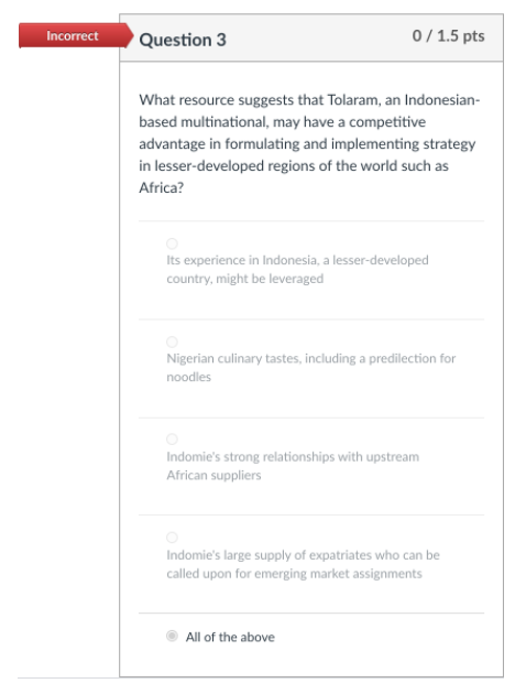 Incorrect Question 3 0/1.5 pts What resource