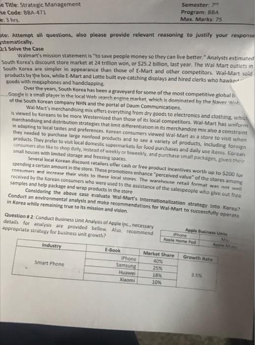 e Title: Strategic Management se Code: BBA-471 e: