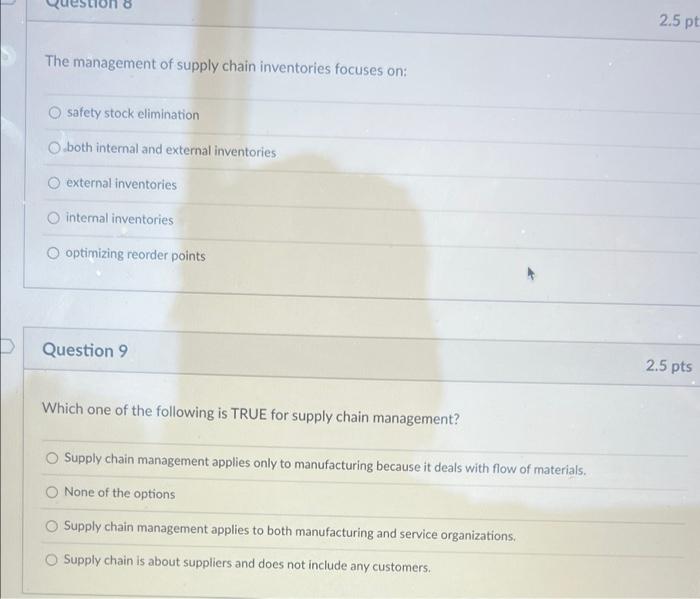 Question 6 In a Q system, average inventory: O is